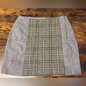 Gray and Green Plaid Women's Skirt